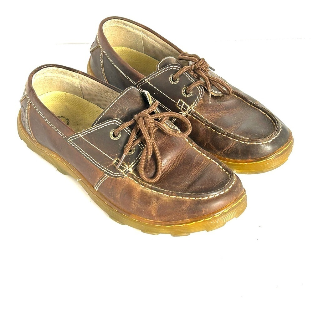 Dr Martens AW004 Rick Unisex Brown Leather Lace Up Derby Boat Shoes M 10 / W 11